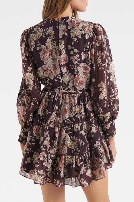 VALENCIA TRIM DETAIL SKATER DRESS MULBERRY VICTORIA FLORAL 2