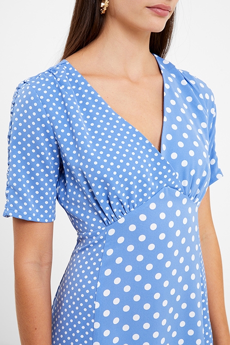 POLKA V NECK TEA DRESS TRANQUIL / WHITE 4