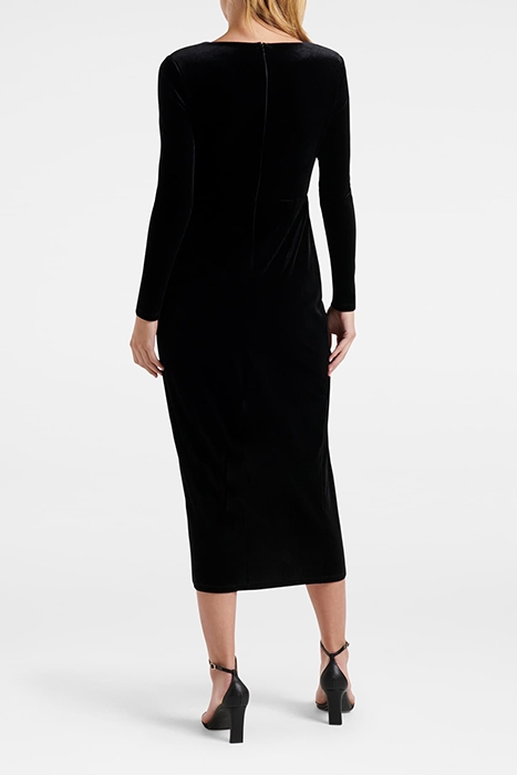 SOFIA VELVET TWIST FRONT MIDI DRESS BLACK 2