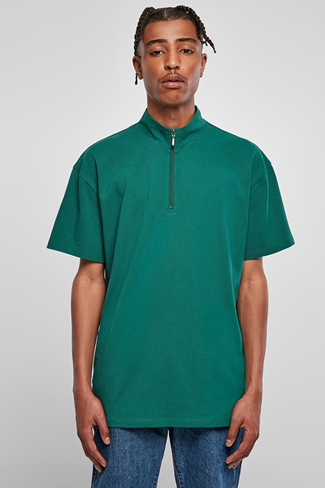 BOXY ZIP PIQUE TEE GREEN 2