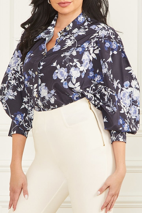 PETAL POSE YVONNE BLOUSE INDIGO 1