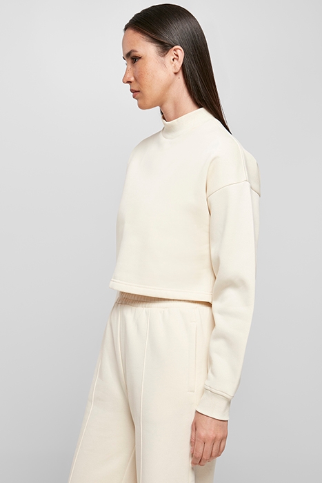 LADIES CROPPED OVERSIZED SWEAT HIGH NECK CREW WHITESAND 6