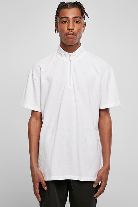 BOXY ZIP PIQUE TEE WHITE 2