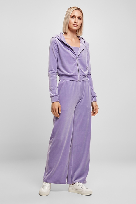 LADIES SHORT VELVET ZIP HOODY LAVENDER 4