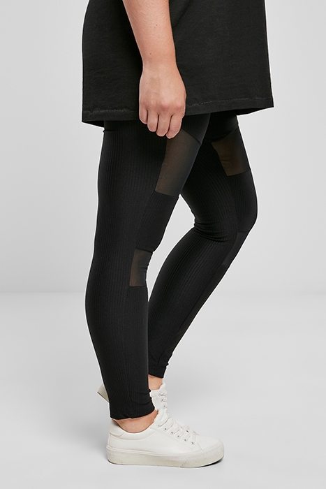 LADIES TECH MESH RIB LEGGINGS BLACK 5