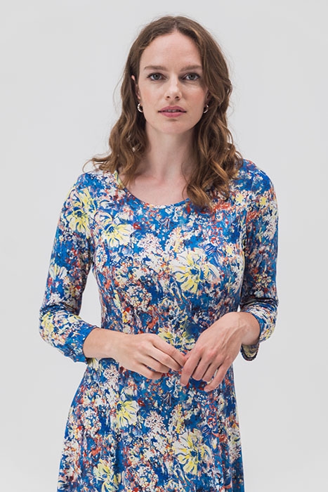 JURK MET ARTISTIEKE BLOEMENPRINT FRENCH BLUE 2