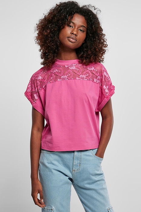 LADIES SHORT OVERSIZED LACE TEE BRIGHTVIOLET 2