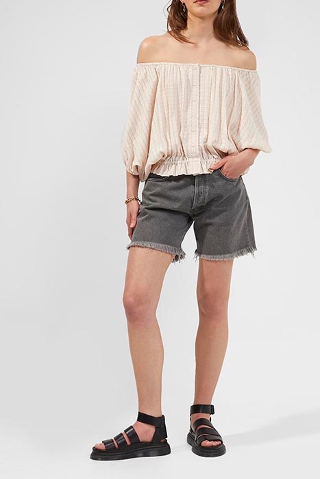 ARTEMAS BRODERIE SCOOP NECK TOP SAND DOLLAR 1