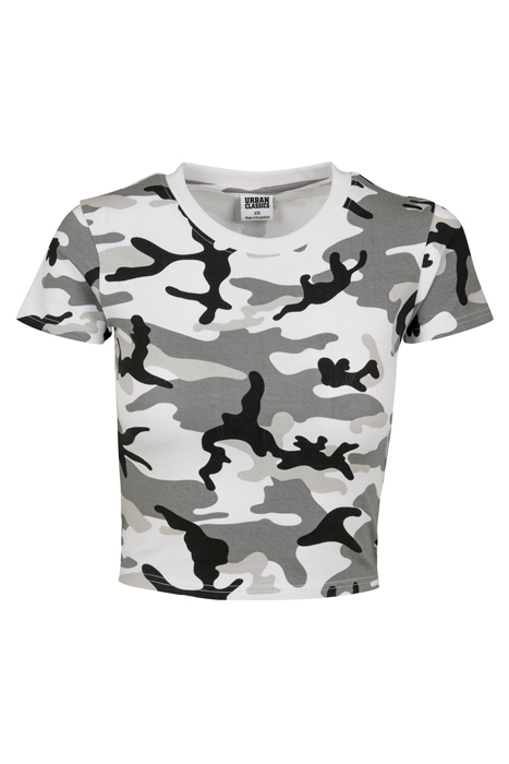 LADIES STRETCH JERSEY CROPPED TEE SNOW CAMO 1