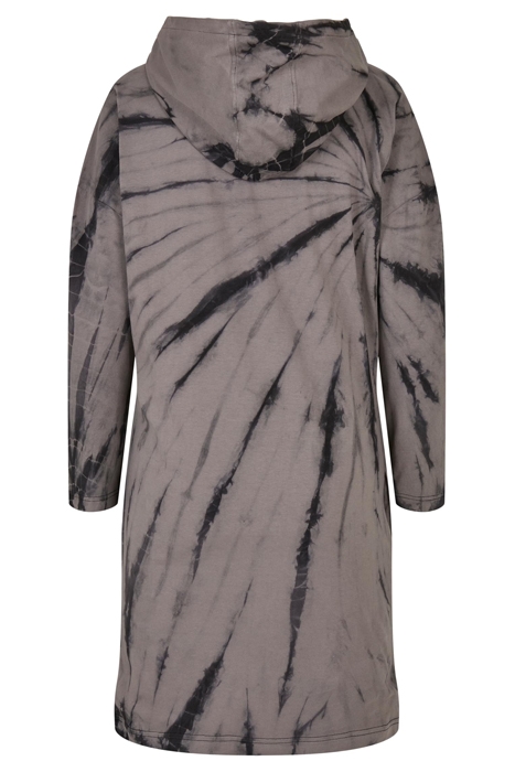 LADIES OVERSIZED TIE DYE HOODY DRESS BLACK/ASPHALT 8