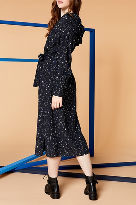 REVIA - BLACK POLKA DOT MAXI DRESS WITH HOOD 2