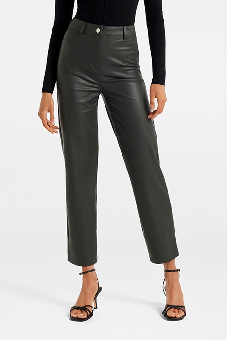 JULIET VEGAN LEATHER STRAIGHT LEG PANTS DEEP GREEN 2
