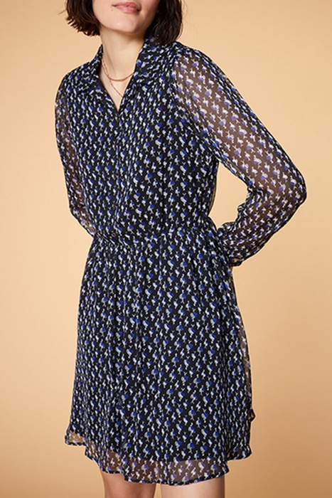 ROLY - BLACK SHIRT DRESS WITH MINIMALIST DANCER PRINT 1