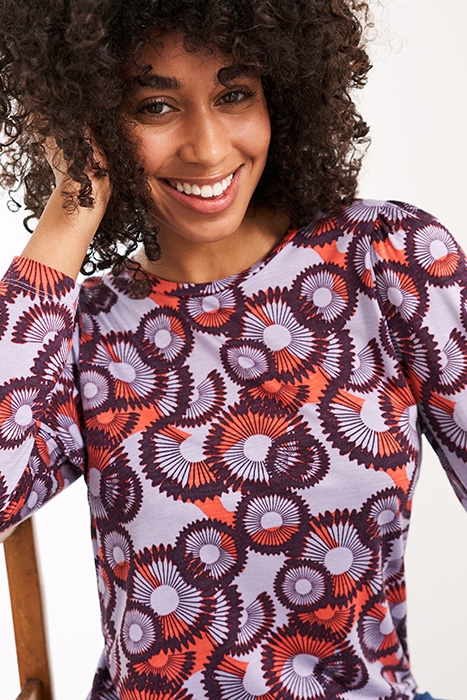 PEONY PUFF SLEEVE TEE RED MLT 3