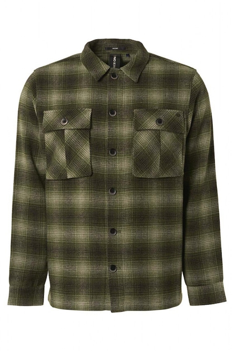 OVERSHIRT BUTTON CLOSURE CHECK WITH WOOL SAGE GREEN 1