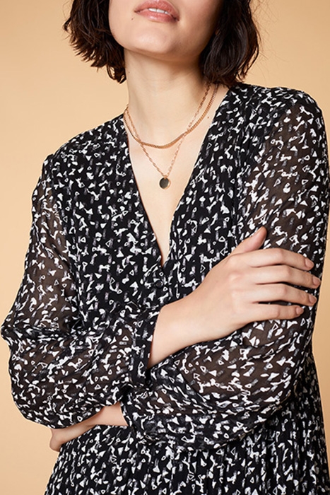 REVA - BLACK MIDI DRESS WITH SPARKLE PRINT 4