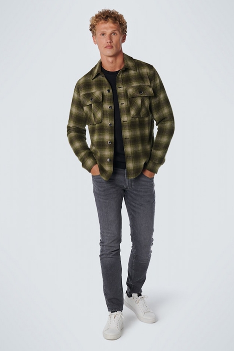 OVERSHIRT BUTTON CLOSURE CHECK WITH WOOL SAGE GREEN 4
