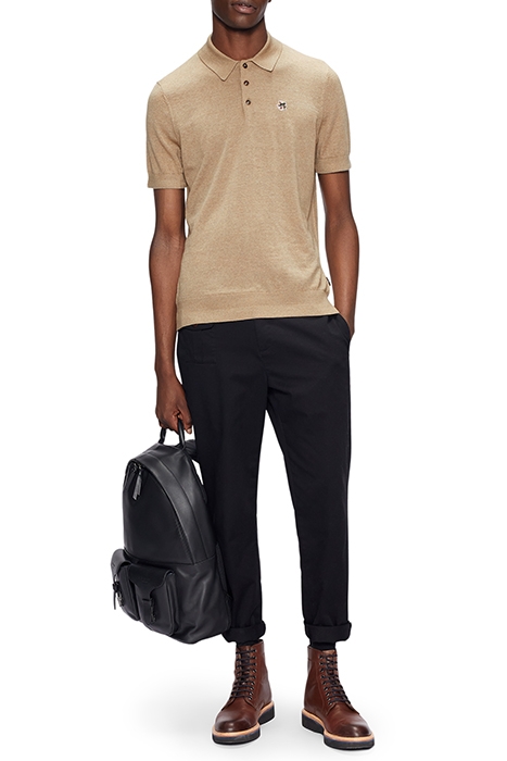 HAWORTH SS KNITTED POLO TAN-WHITE 4