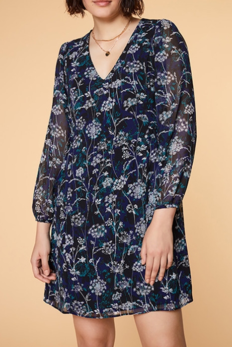 RYM - NAVY DRESS WITH GYPSOPHILA PRINT 1
