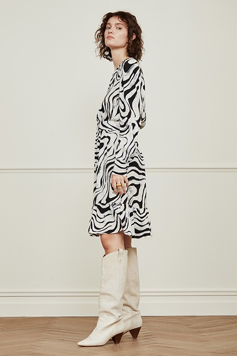 FREDDIE DRESS CREME BRULEE/BLACK 4