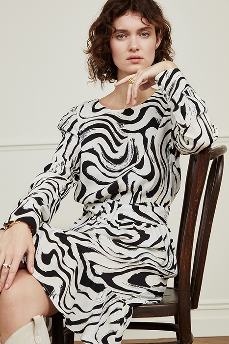 FREDDIE DRESS CREME BRULEE/BLACK 5