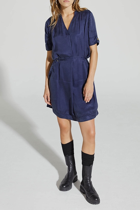 NAVY BLUE SHORT DRESS WITH SHOULDER TABS 2