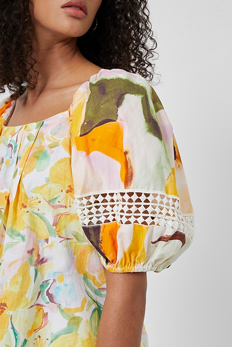 ISADORA PATCH ORGANIC POPLIN BARDOT TOP GOLDEN GLAZEBEESWAX 3