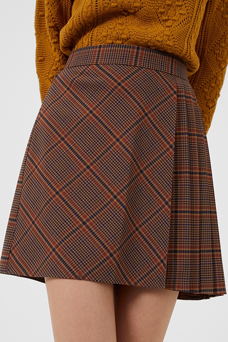 BETTINA CHECK SUITING SKIRT CAMEL MIX 1