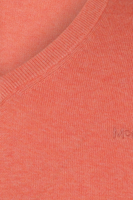 V- NECK SWEATER WITH NECKCONTRAST CORAL RED 3