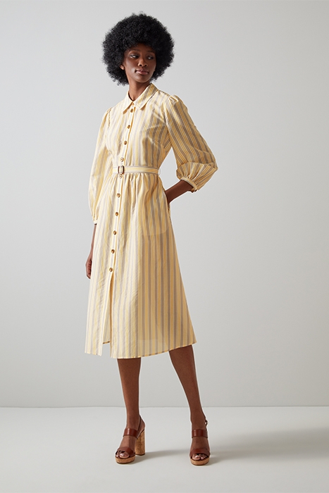AARONS SHIRT DRESS CREAM/YELLOW 1
