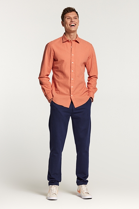 SHAWN SEERSUCKER SHIRT TANDORI SPICE BROWN 3