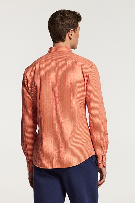 SHAWN SEERSUCKER SHIRT TANDORI SPICE BROWN 2