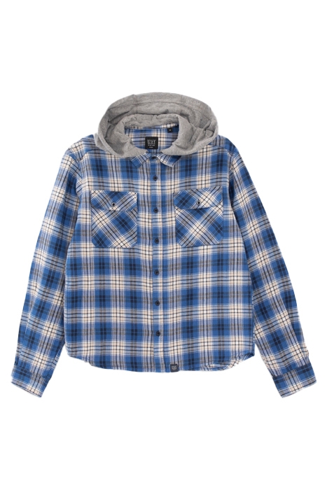 BOYS' BLUE CHECK SHIRT WITH DETACHABLE HOOD 1