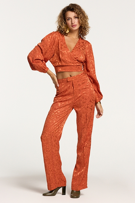 LADIES TREVISO BLOUSE FOREST JAQUARD RUST ORANGE 3