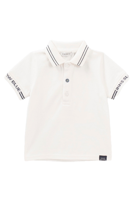 BABY BOYS’ WHITE POLO SHIRT WITH NAVY STRIPED COLLAR 1