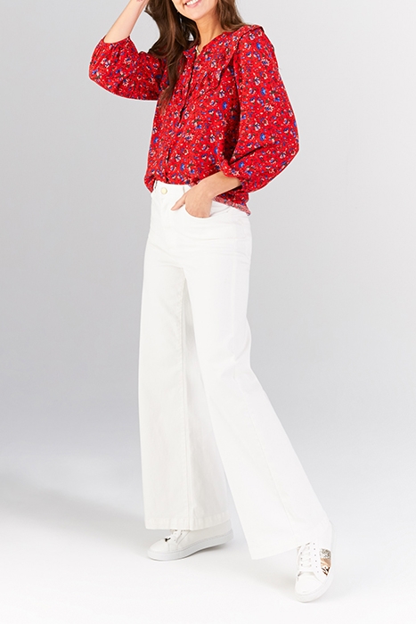 CHERRY SUMMER FLOWER PRINT LINGERIE-STYLE BLOUSE 3