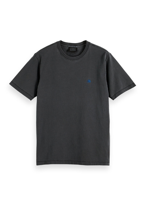 GARMENT DYE LOGO EMBROIDERY TEE BLACK 1