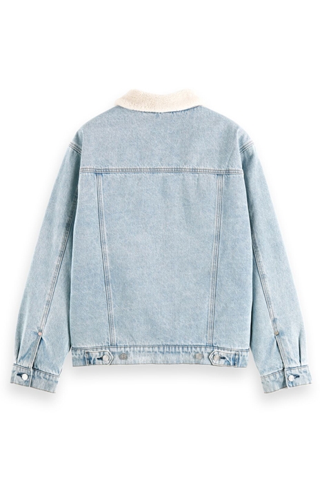 TEDDY LINED WASHED DENIM TRUCKER JACKET INDIGO 2