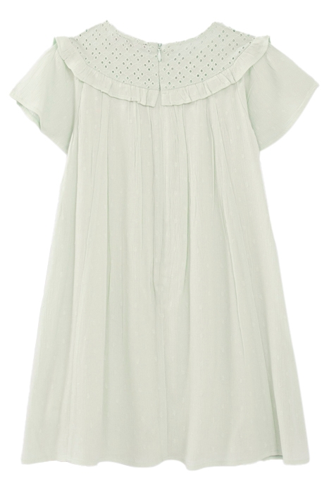 GIRLS’ AQUA GREEN DRESS WITH EYELET EMBROIDERY PANEL 2