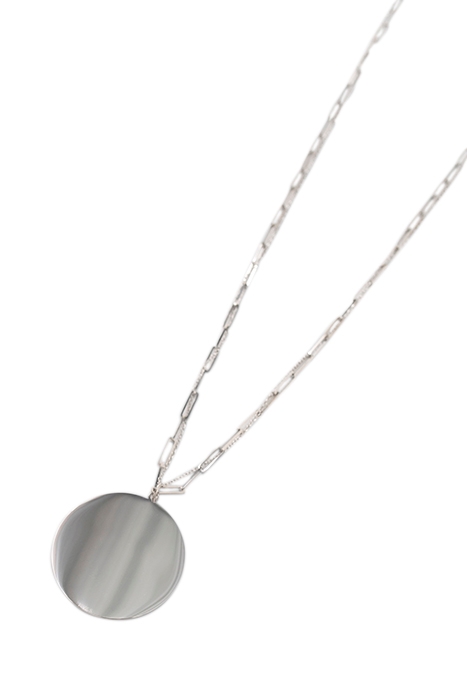 SILVER METAL DOUBLE-ROW LONG NECKLACE + MEDALLION 3