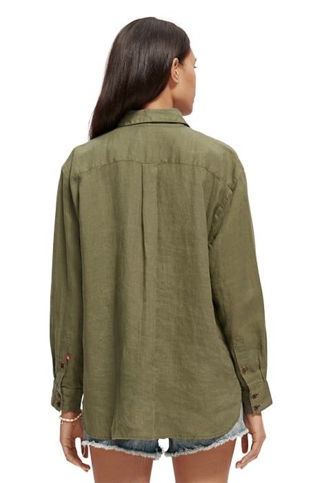 OVERSIZED LINEN SHIRT OLIVE GREEN 4