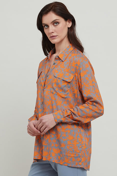 ORANGE TROPIC PRINT UTILITY SHIRT PRINT 1