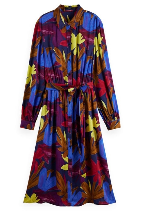 RELAXED FIT SHIRT DRESS IN VISCOSE JACQUARD FLOWER CAMO 1