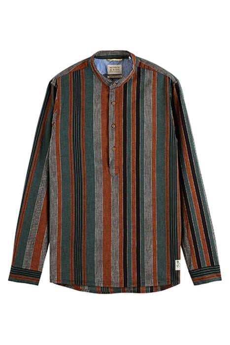 COTTON LINEN BLEND KAFTAN IN CHECKS AND STRIPES GREY/MULTI S 1