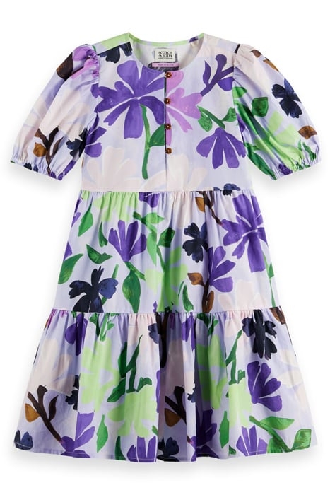 ALL-OVER PRINTED SHORT-SLEEVED DRESS PAINTERS FLOWER 1