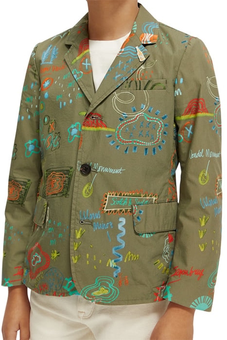 ALL-OVER PRINTED BLAZER PARK SCRIBBLES MILITARY 6