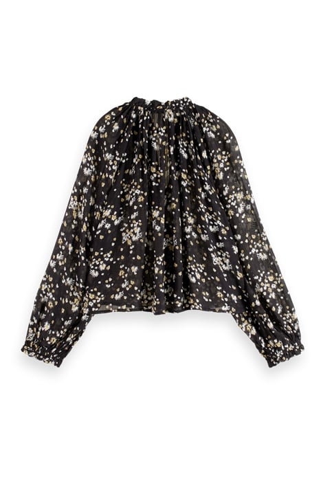 CONTRAST RUFFLE BLOUSE DANDELION BLACK 2