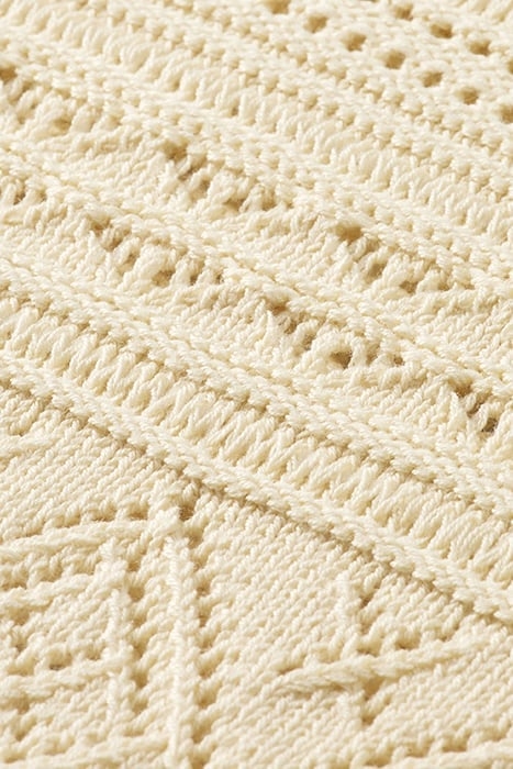 POINTELLE CROP KNITTED TEE VANILLA WHITE 3