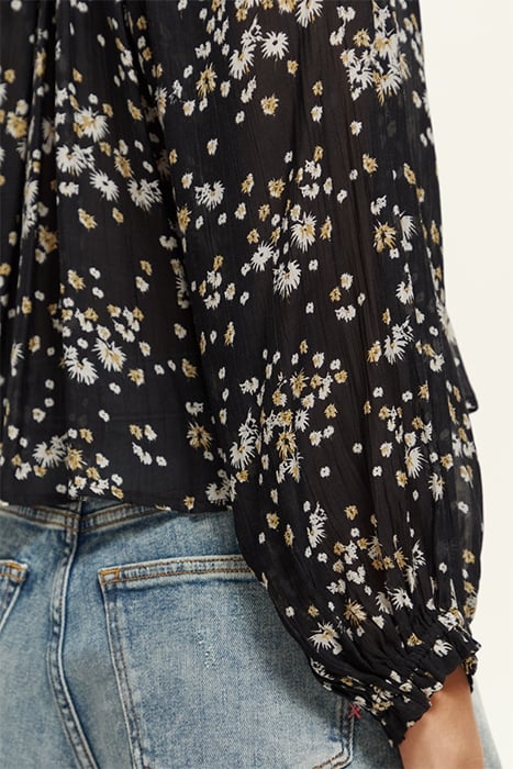 CONTRAST RUFFLE BLOUSE DANDELION BLACK 6