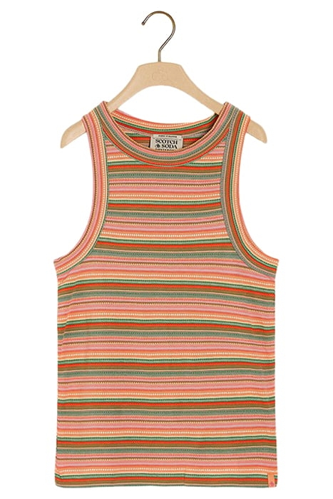 STRIPE TEXTURED RACER TANK JERSEY MULTI STRIPE 1
